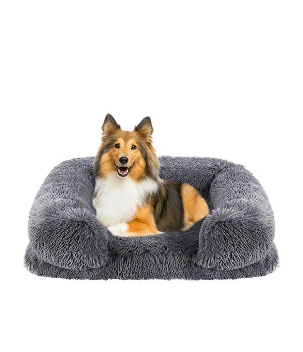 Dog Bed Medium - Pet Bed with Sofa Pillow, Fluffy Dog Sofa, Luxury Dog Bed with Fluffy Plush, Orthopedic Foam