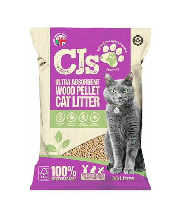 CJ's Premium Cat Litter Ultra Absorbent Wood Pellets, Biodegradable, 30 L